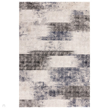 Kuza Lines Ikat Modern Abstract Distressed Shimmer Hi-Lo Textured Soft Velvety Touch High-Density Durable Easy-Care Short Pile Navy/Light Grey/Black/Ivory Rug-Asiatic Carpets-Rug Love - The Most Loved Rug Store